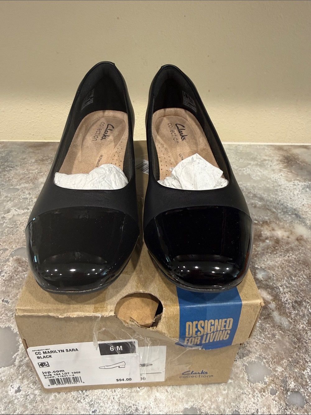 Clarks Black Patent Toe Women's Heels